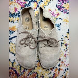 Birkenstock Gary Grey Beige Leather Suede Oxford Shoes Womens Size 39 US 8.5